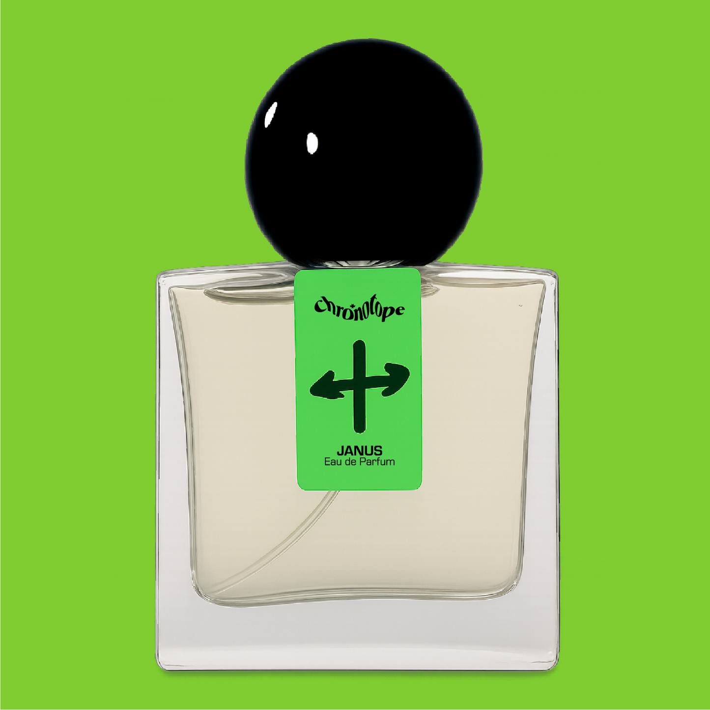 Bottle of Handmade Artisan Perfume Janus EdP by Chronotope—ruh khus beautiful green vetiver fragrance