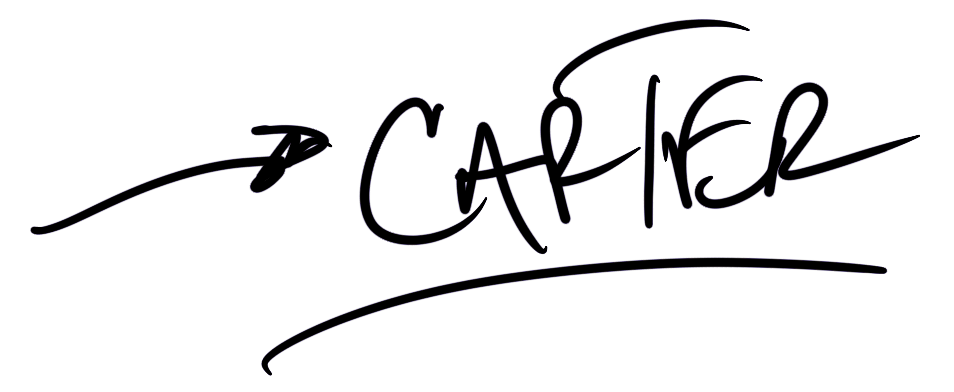 Hand-drawn sign-off of the name of Carter Weeks Maddox, Perfumer at Chronotope