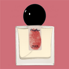 Bottle of Silueta EdP—artsy artisan perfume by Chronotope rose frangipani orris blood woodsy perfume