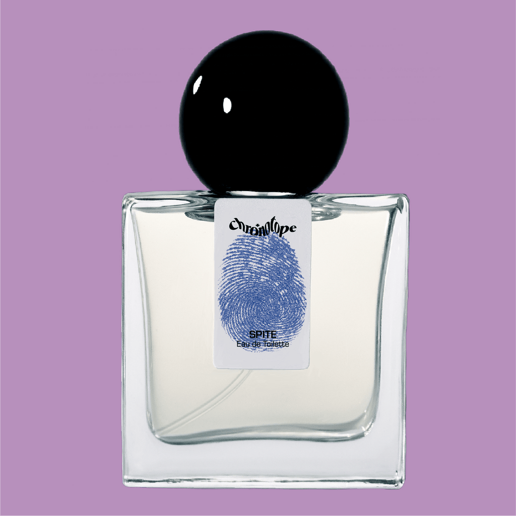 Bottle of Spite EdT by Chronotope—rose violet leaf leather sugar eau de toilette fragrance